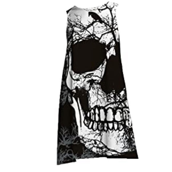 Skull Print-Bathing Suit Material Sleeveless Tank Tunic/Cover-up/Dress-NWT OS - Picture 2 of 12